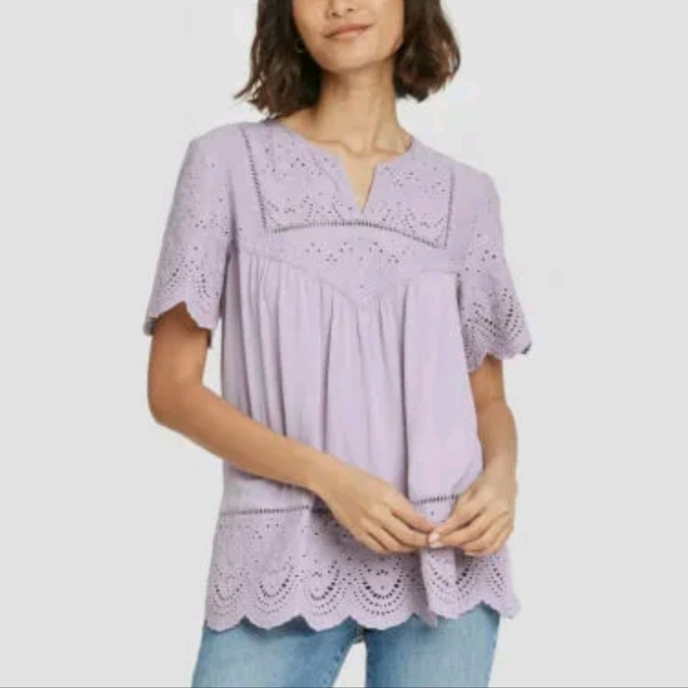 Lavender Eyelet Lace Top